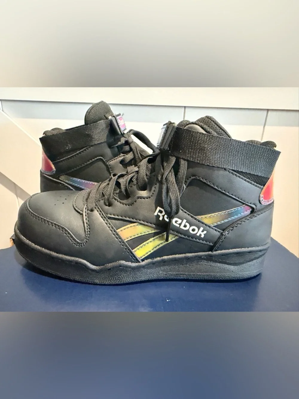 Reebok Black High-Top Sneakers with Iridescent Accent